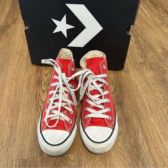Converse all Star Chuck Taylor hi top red lace up shoes sneakers women’s 7 - Picture 7 of 8